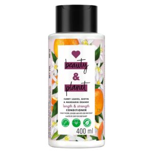 Love Beauty & Planet Curry Leaves, Biotin & Mandarin Natural Conditioner for Split-end Free Long Hair|No Sulfates,No Paraben|400ml
