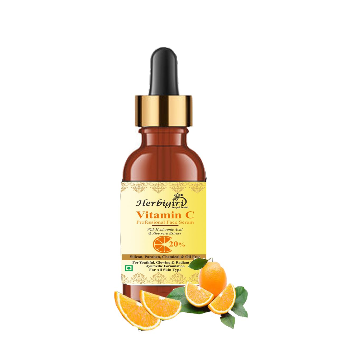 Herbigiri Herbal Vitamin C facial Serum for Natural Glowing Beauty | Infused with Hyaluronic acid and Vitamin C | 60 ml (Pack of 2) - Image 4