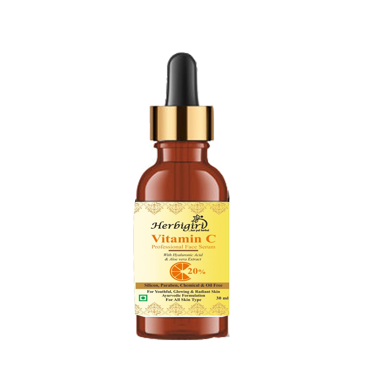 Herbigiri Herbal Vitamin C facial Serum for Natural Glowing Beauty | Infused with Hyaluronic acid and Vitamin C | 60 ml (Pack of 2) - Image 2