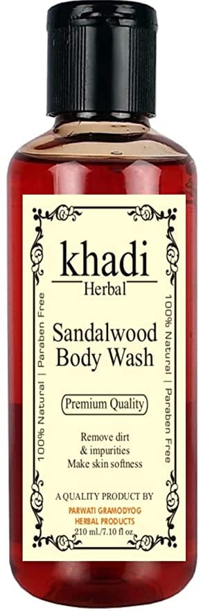 Herbigiri Herbal Sandalwood Body Wash, Removing Tan,Glowing Skin, Acne-Free Skin, Removes Dullness,Men & Women(210ml).
