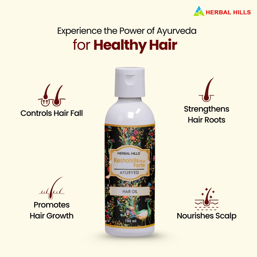 Herbal Hills Keshohills Plus Forte Ayurvedic Hair Oil 100 ml Hair Care Natural Hair Growth (Single Pack) - Image 3