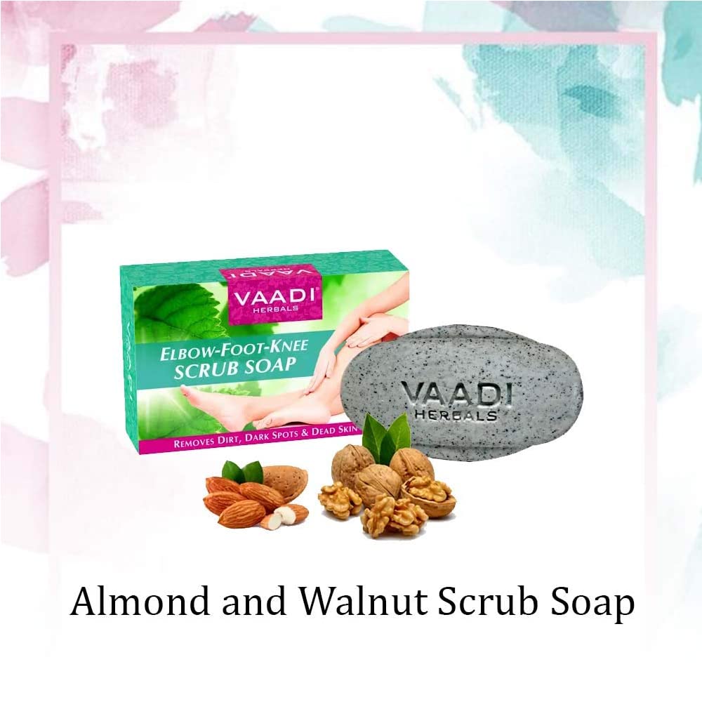 Vaadi Herbals Elbow Foot Knee Scrub Soap with Almond and Walnut Scrub, 75g x 3 - Image 4