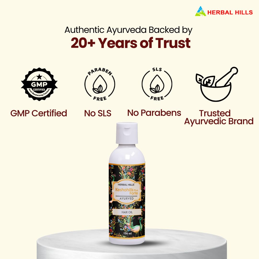 Herbal Hills Keshohills Plus Forte Ayurvedic Hair Oil 100 ml Hair Care Natural Hair Growth (Single Pack) - Image 6