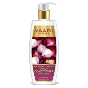 Vaadi Herbals Onion Hair Fall Conditioner | Softens Dry, Damaged, Frizzy Hair | With Onion extract, Black seed oil, Wheat Protein & D Panthenol | SLS & Paraben Free (350 ml)