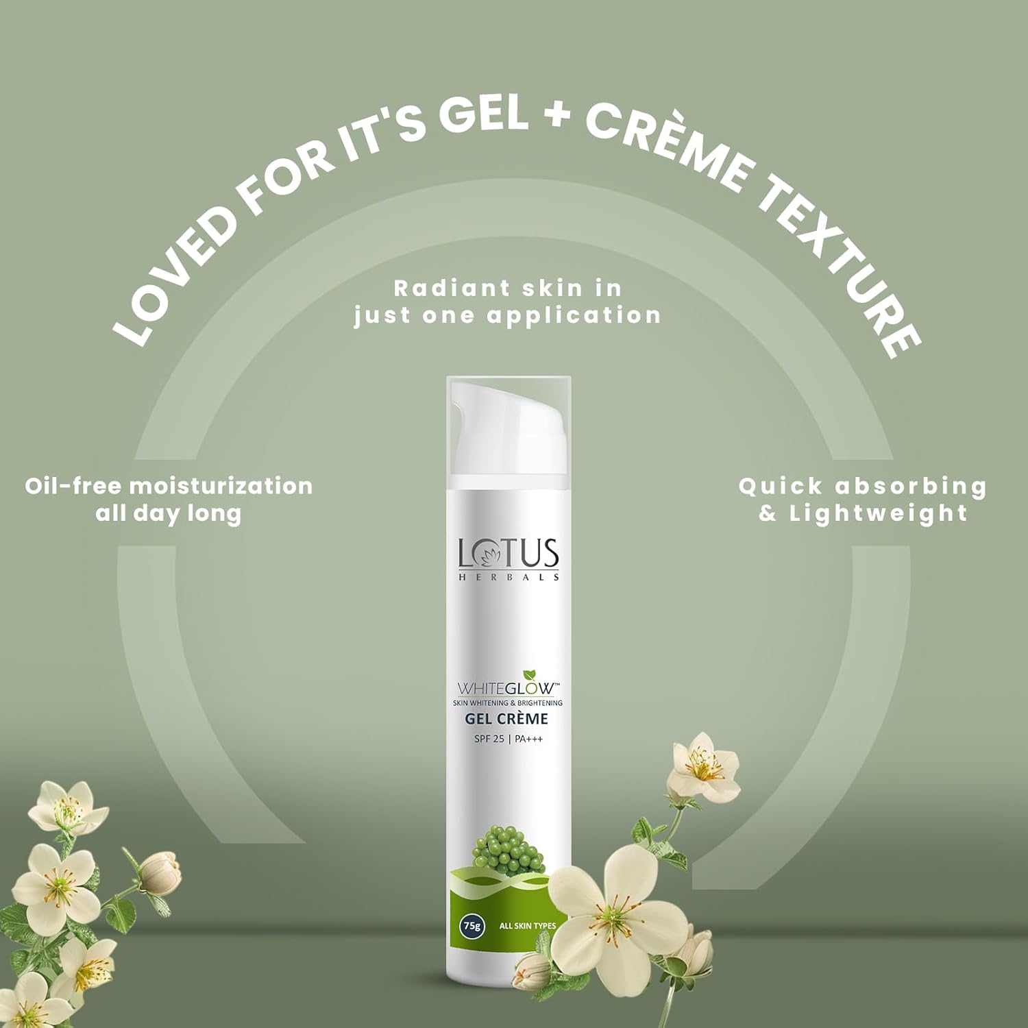 Lotus Herbals WhiteGlow Skin Whitening And Brightening Gel, Face Cream with SPF-25, for all skin types, 40g - Image 21