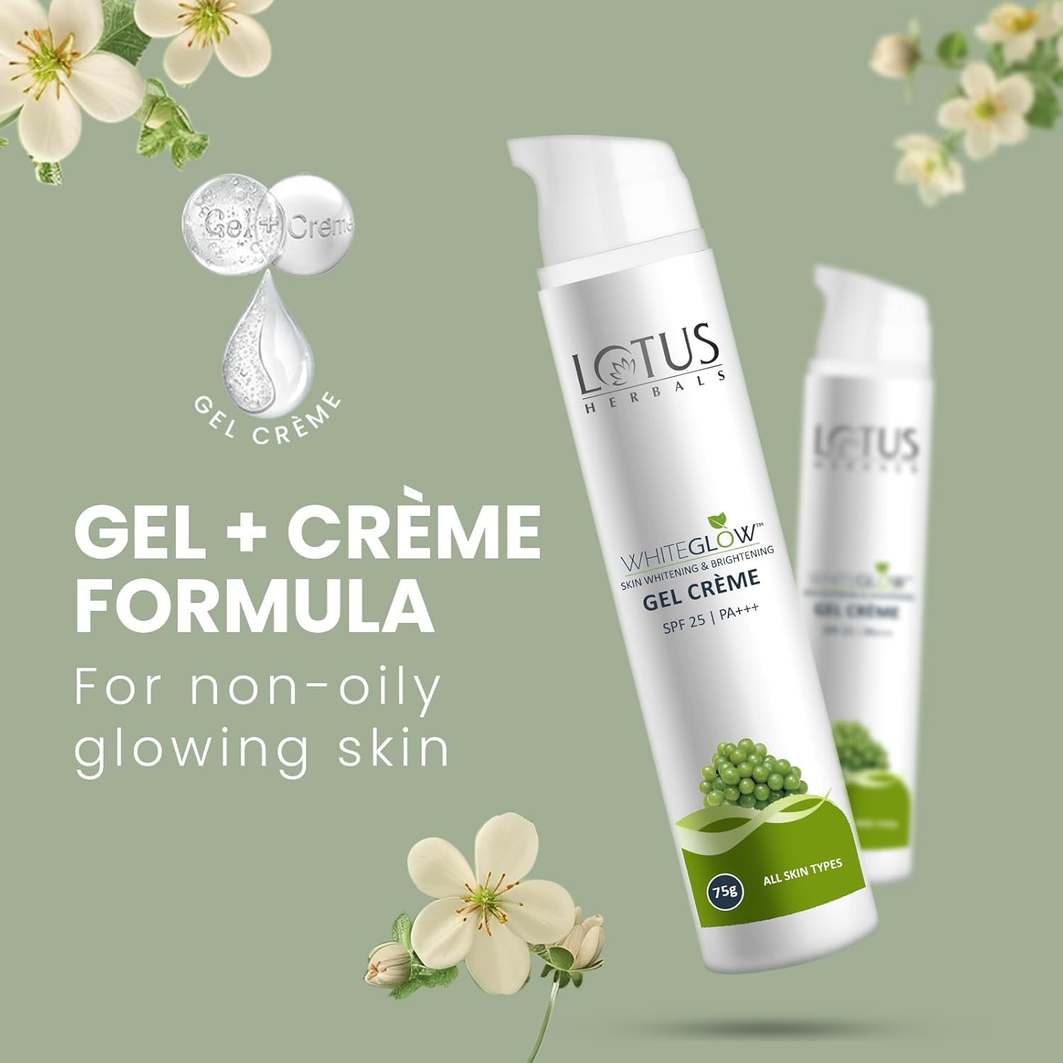 Lotus Herbals WhiteGlow Skin Whitening And Brightening Gel, Face Cream with SPF-25, for all skin types, 40g - Image 22