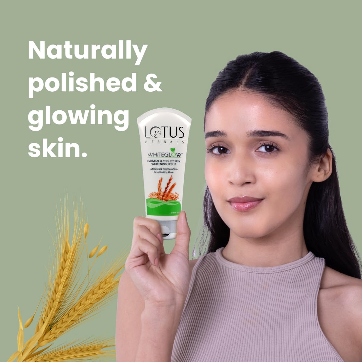 Lotus Herbals WhiteGlow Skin Brightening Oatmeal & Yogurt Scrub | Gentle Exfoliator | Removes Tan and Blackheads | Face Scrub for Women & Men | 100g - Image 4