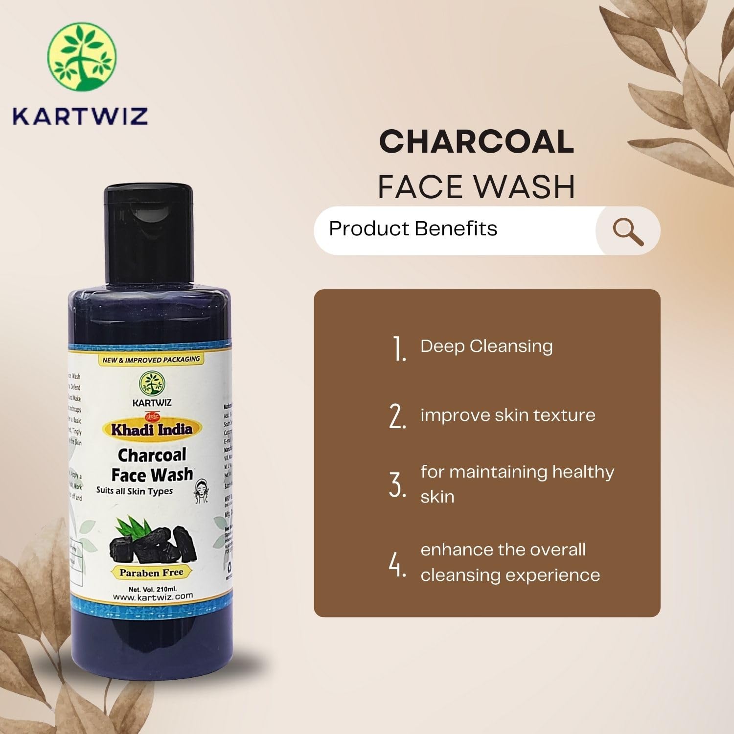 Herbigiri Natural Herbal Activated Charcoal Face Wash 210Ml - Image 2