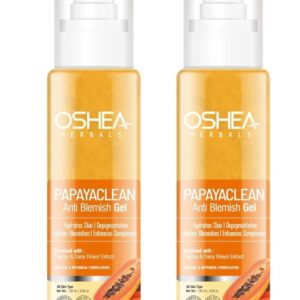Oshea Herbals Papayaclean Anti Blemish Gel for All Skin Types | Hydrates, Reduces Pigmentation & Lightens Blemishes | Enriched with Papaya & Daisy Flower Extracts - 120ml (Pack of 2)