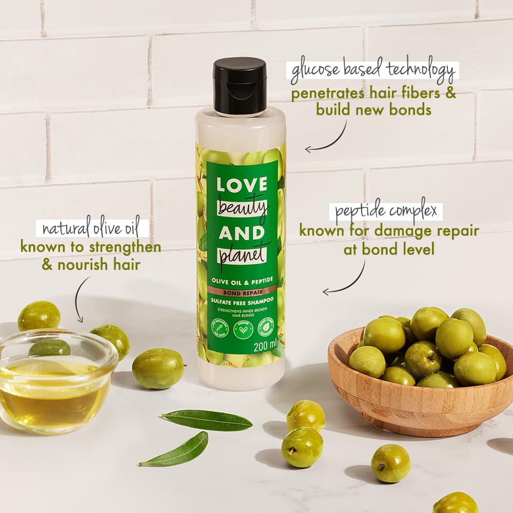 Love Beauty & Planet Lbp Olive Oil & Peptide Bond Repair Shampoo|No Sulfates,No Paraben, 200Ml,1 Count - Image 5