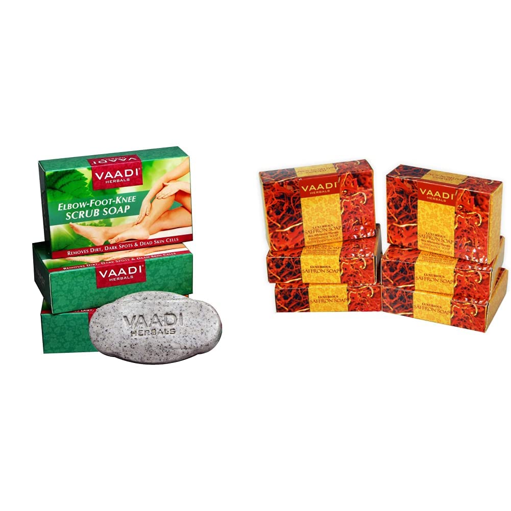 Vaadi Herbals Elbow Foot Knee Scrub Soap with Almond and Walnut Scrub, 75g x 3 - Image 6