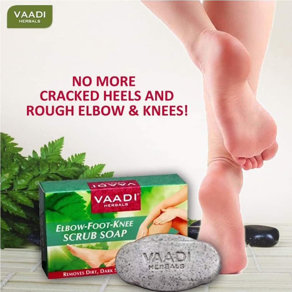 Vaadi Herbals Elbow Foot Knee Scrub Soap with Almond and Walnut Scrub, 75g x 3 - Image 2
