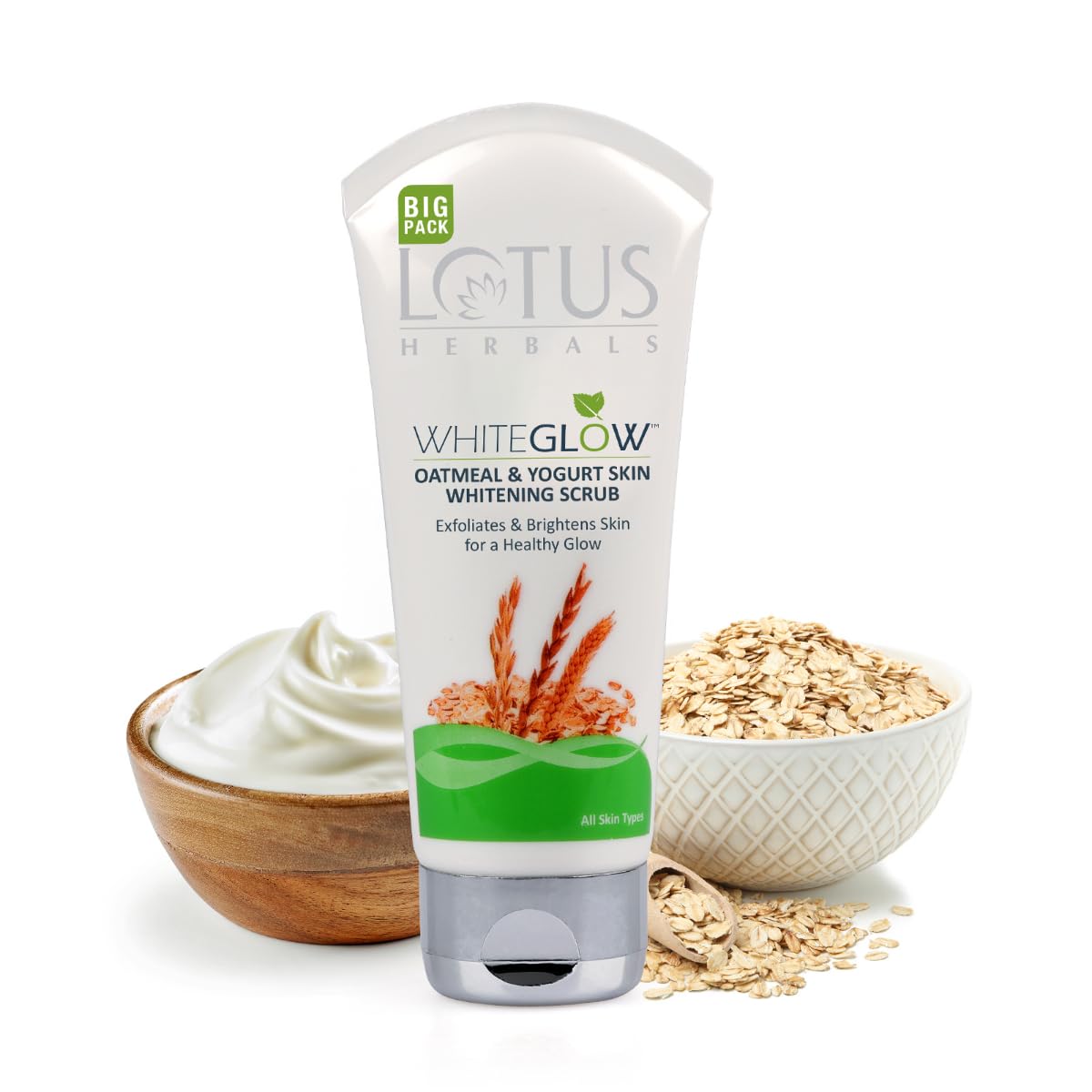 Lotus Herbals WhiteGlow Skin Brightening Oatmeal & Yogurt Scrub | Gentle Exfoliator | Removes Tan and Blackheads | Face Scrub for Women & Men | 100g - Image 7