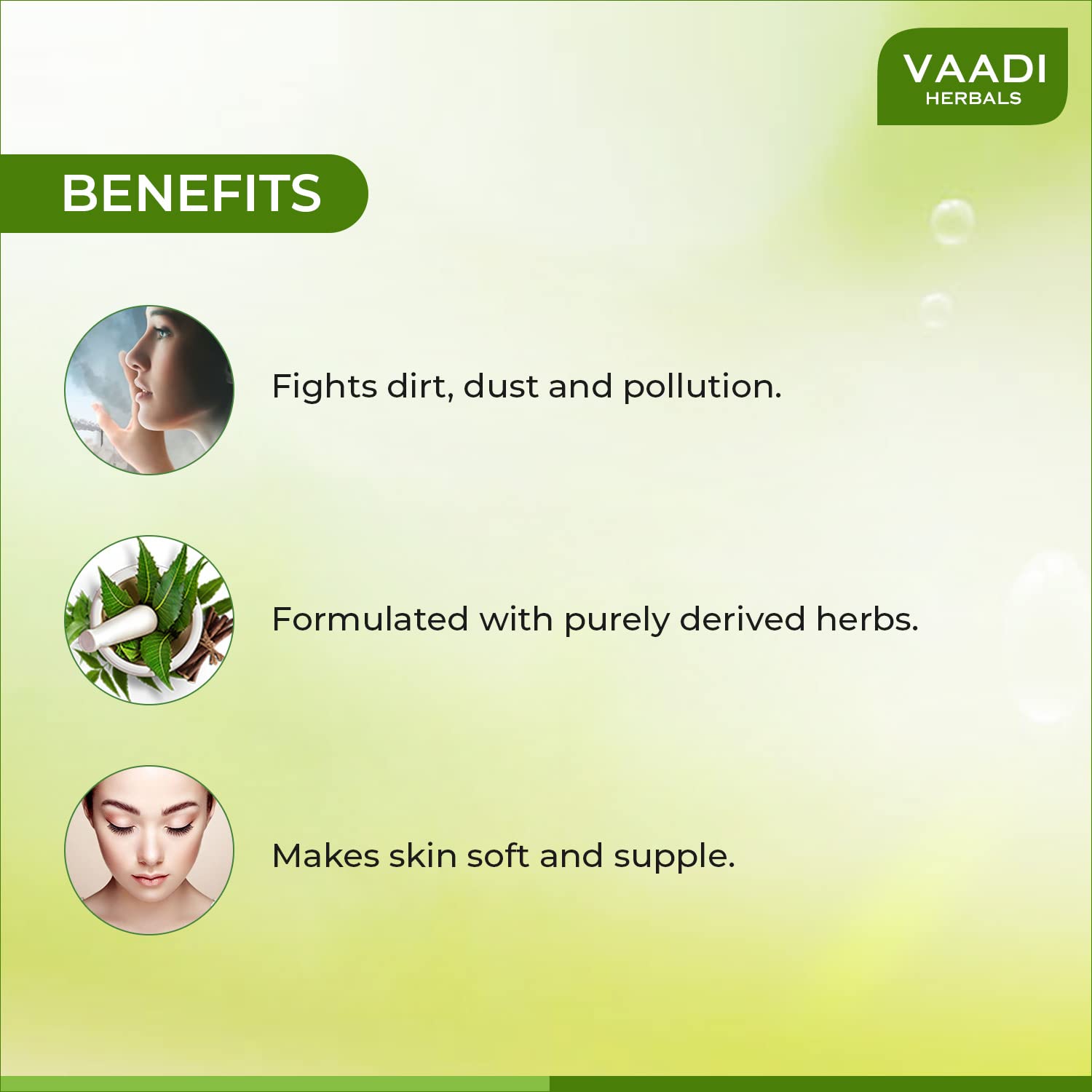 Vaadi Herbals Alluring Neem Tulsi Soap with Vitamin E and Tea Tree Oil, 75gms x 3 - Image 3