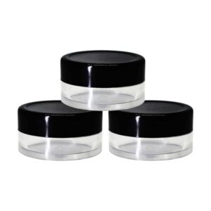 Nsb Herbals 8 GM Empty Acrylic San Jar Transparent/Clear Cosmetic Container With Black Lid And Leakproof Inner Lids For Lip Balms, Eyeshadow, Makeup & DIY Beauty Products (Pack of 12)