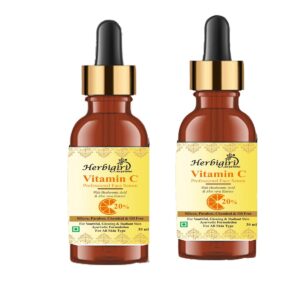 Herbigiri Herbal Vitamin C facial Serum for Natural Glowing Beauty | Infused with Hyaluronic acid and Vitamin C | 60 ml (Pack of 2)