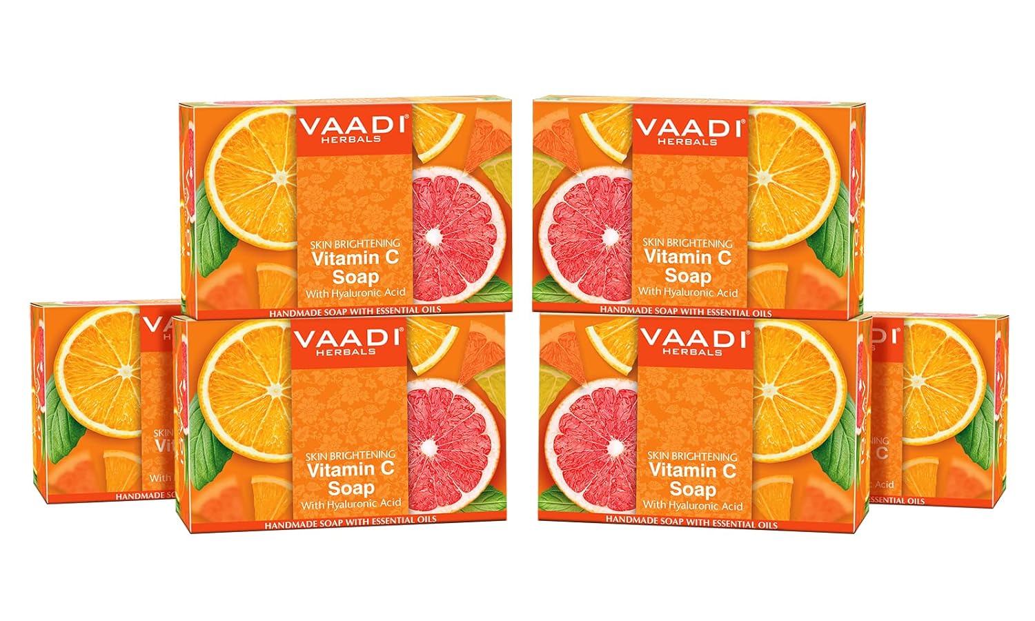 Vaadi Herbals Vitamin C Face & Body Soap | Extracts of Natural Ingredients | For Skin Brightening, Anti-Ageing Effect (75 gms X 6)