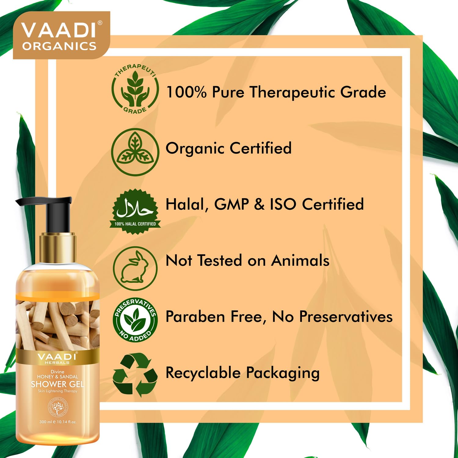 Vaadi Herbals Divine Shower Gel, Honey and Sandal, 300g (Pack of 2) - Image 5