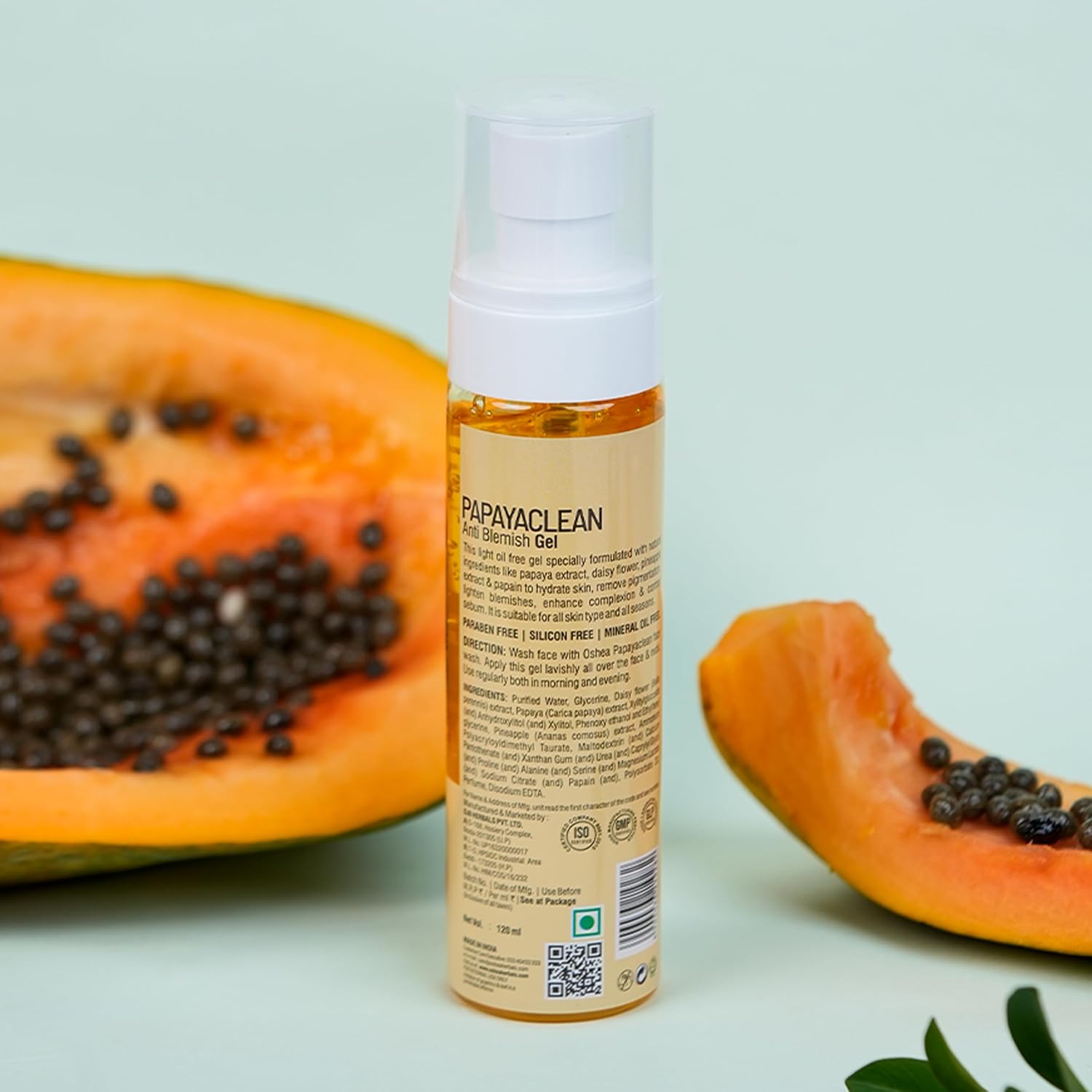 Oshea Herbals Papayaclean Anti Blemish Gel for All Skin Types | Hydrates, Reduces Pigmentation & Lightens Blemishes | Enriched with Papaya & Daisy Flower Extracts - 120ml (Pack of 2) - Image 7