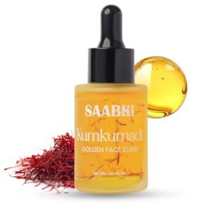 SAABHI Kumkumadi Golden Face Oil 30ml | Kumkumadi Tailam for Skin Brightening | With Pure Original Kashmiri Kesar/Saffron | Glowing Skin, Reduces Pigmentation, and Promotes Hydration