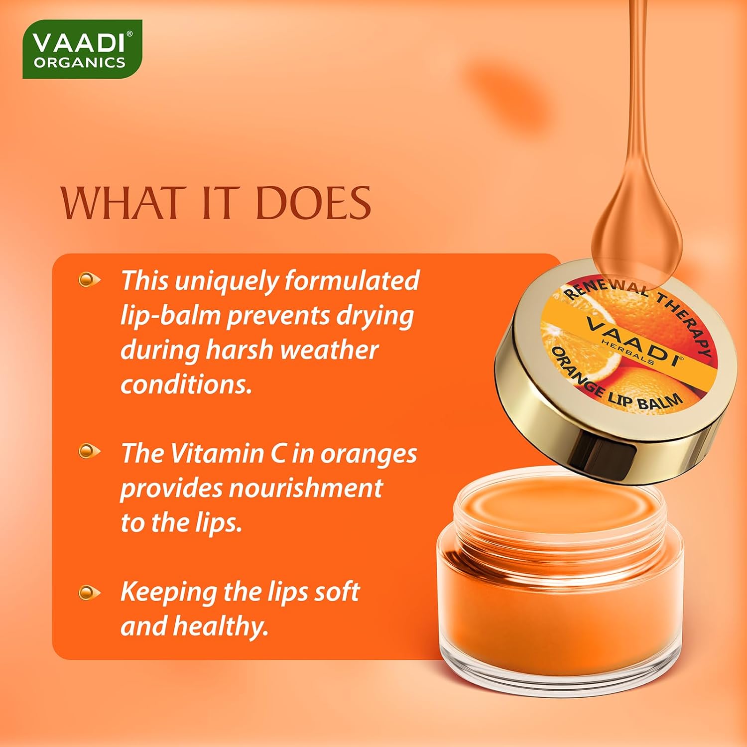 Vaadi Herbals Lip Balm, Orange and Shea Butter, 10gms x 4 - Image 4