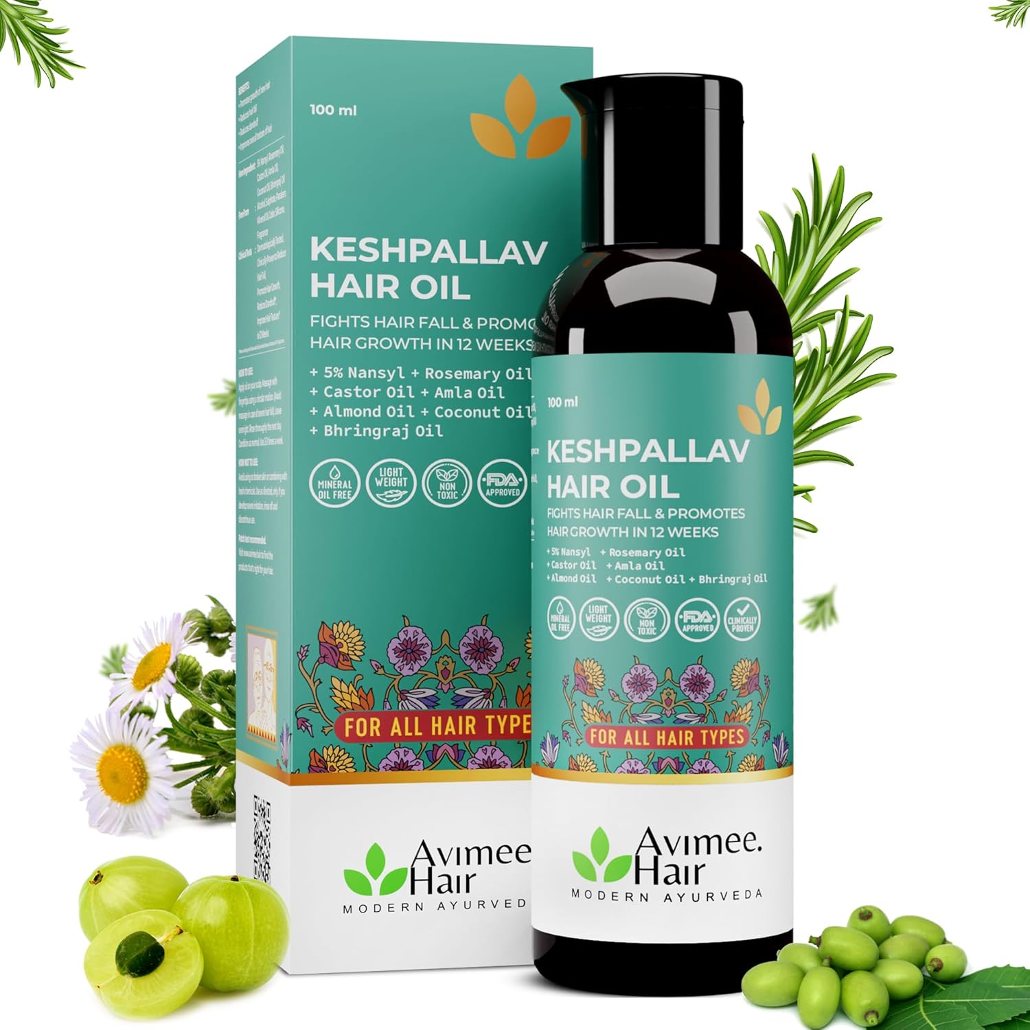 Avimee Herbal Hair Growth Super Saver Combo | Keshpallav Hair Oil (100 ml) & Scalptone Hair Growth Serum (25ml) - Image 2