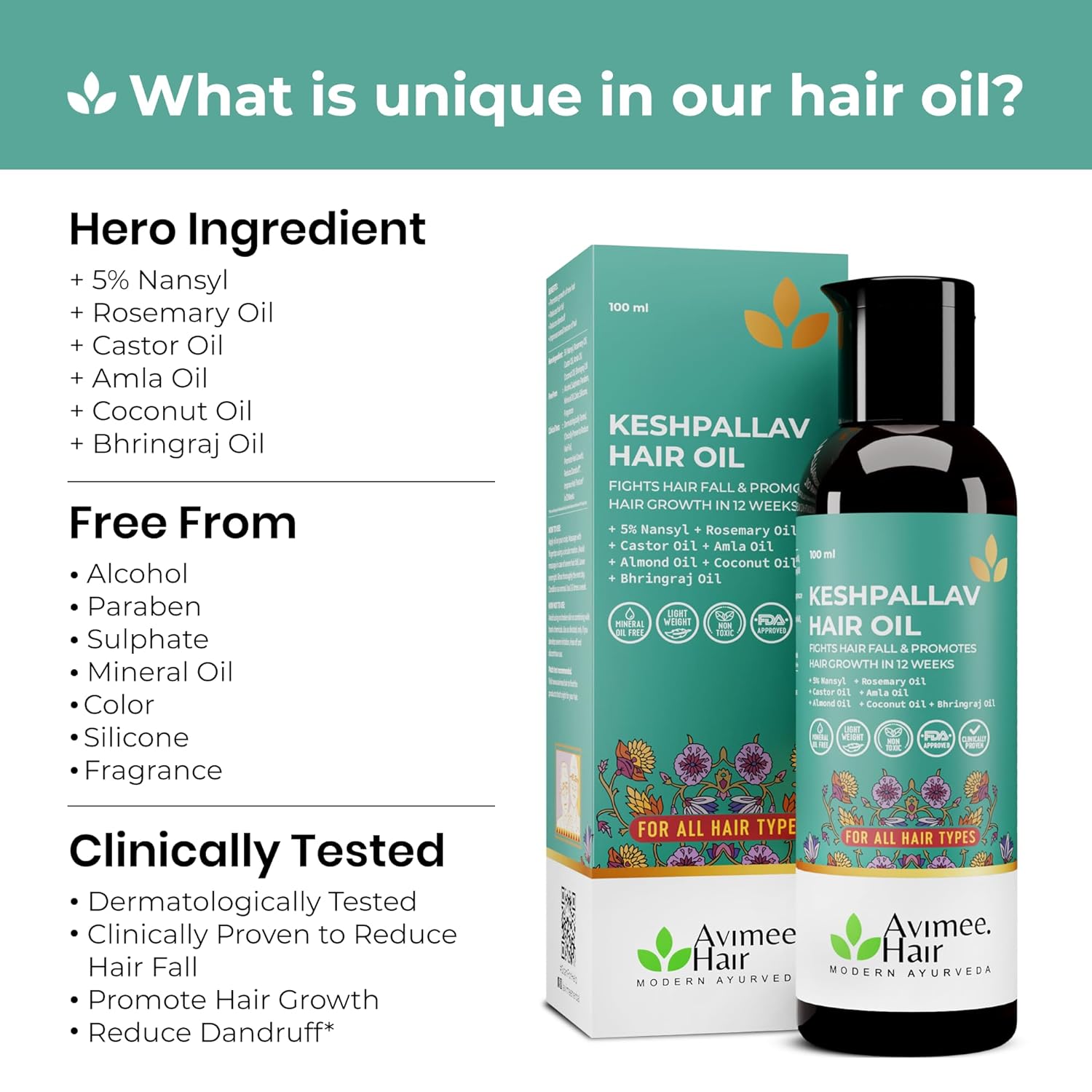 Avimee Herbal Hair Growth Super Saver Combo | Keshpallav Hair Oil (100 ml) & Scalptone Hair Growth Serum (25ml) - Image 4