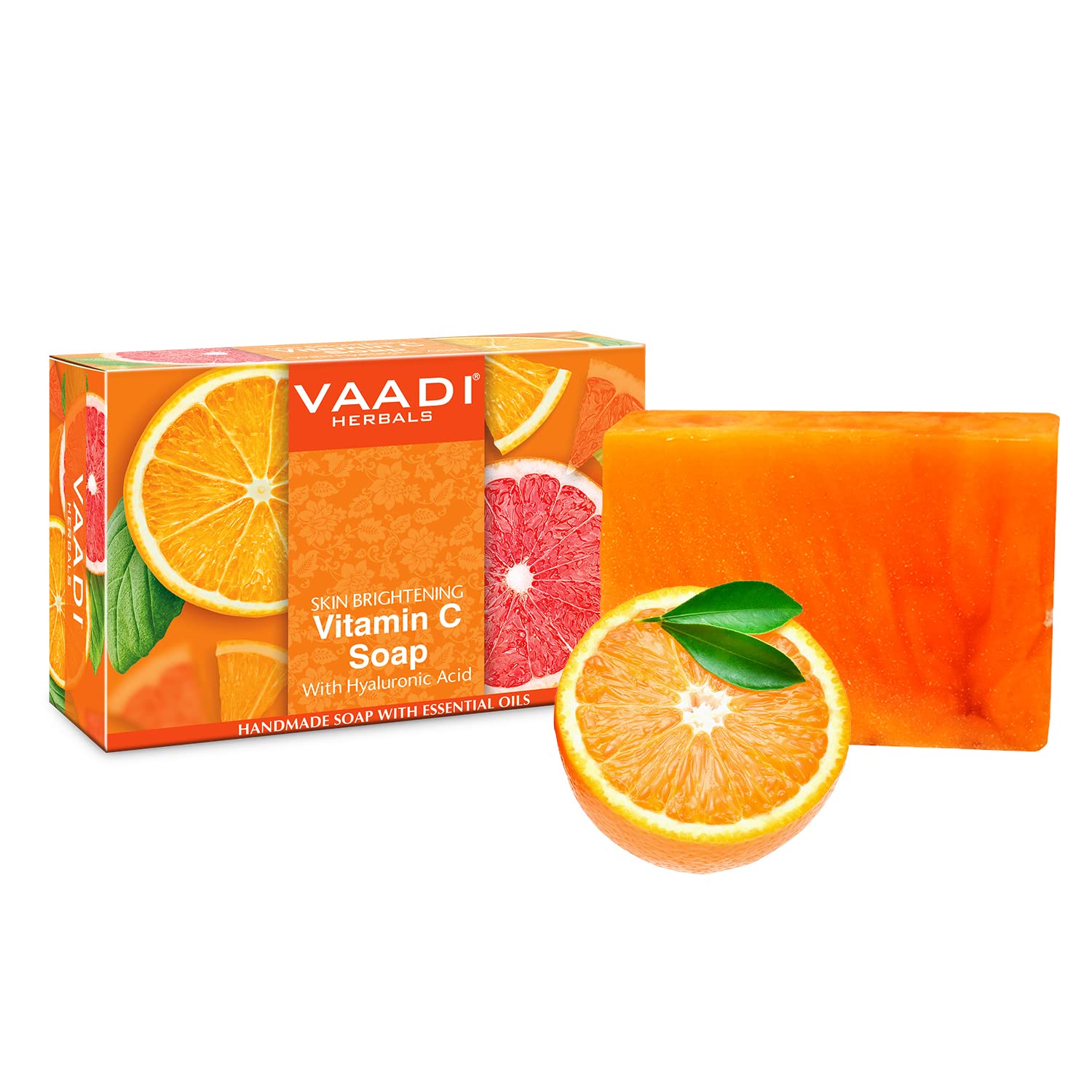 Vaadi Herbals Vitamin C Face & Body Soap | Extracts of Natural Ingredients | For Skin Brightening, Anti-Ageing Effect (75 gms X 6) - Image 2