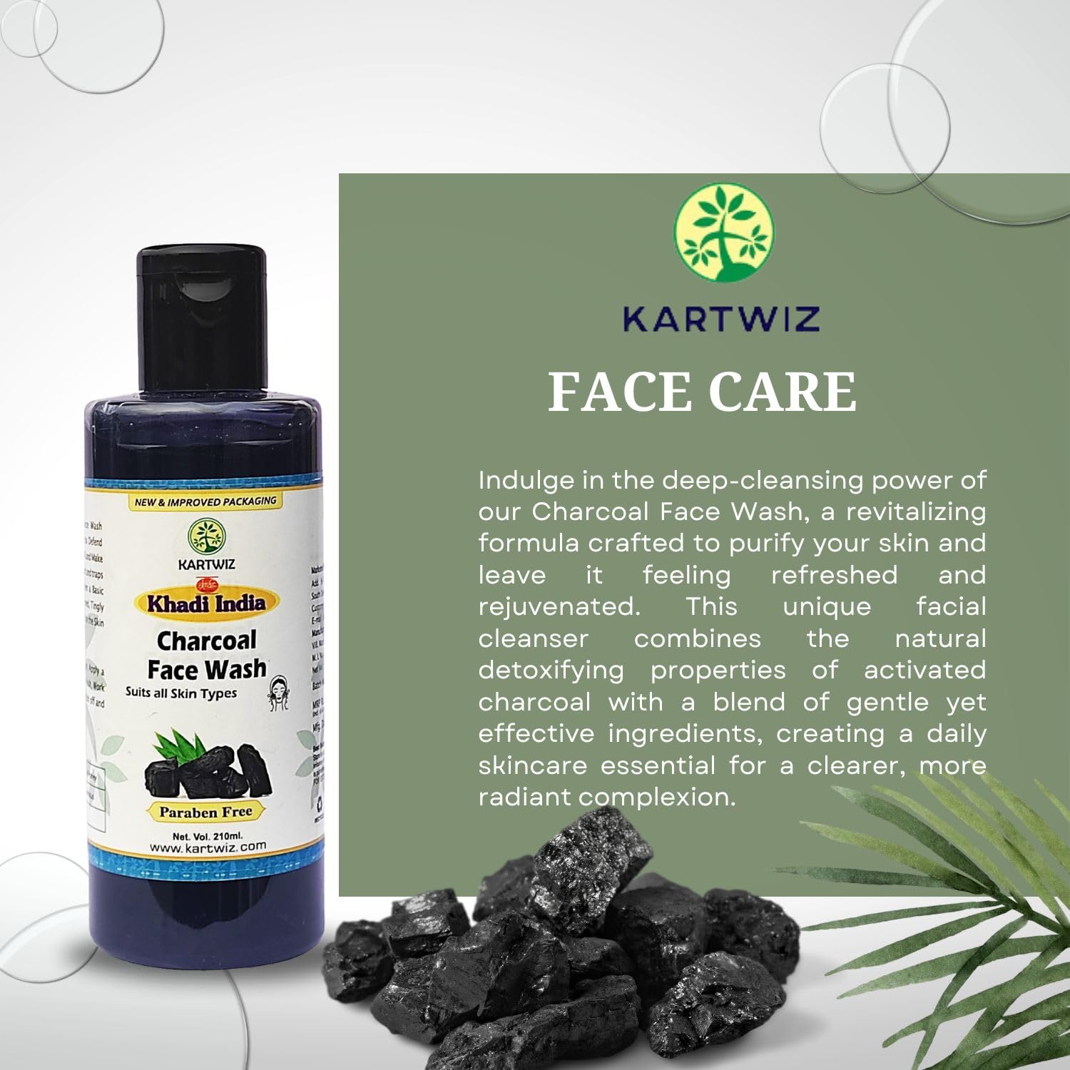 Herbigiri Natural Herbal Activated Charcoal Face Wash 210Ml - Image 3