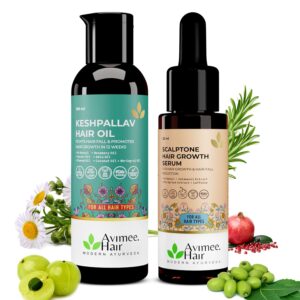 Avimee Herbal Hair Growth Super Saver Combo | Keshpallav Hair Oil (100 ml) & Scalptone Hair Growth Serum (25ml)