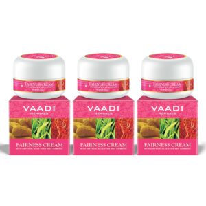 Vaadi Herbals Fairness Cream, Saffron Aloe Vera and Turmeric Extracts, 30g x 3