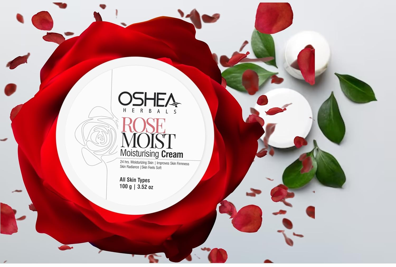 Oshea Herbals Rosemoist Face Moisturising Cream for All Skin Types | Improves Skin Firmness & Radiance with 24 Hrs Moisturising | Enriched with Almond Oil & Rose Extract | Paraben Free 100g(Pack of 2) - Image 13