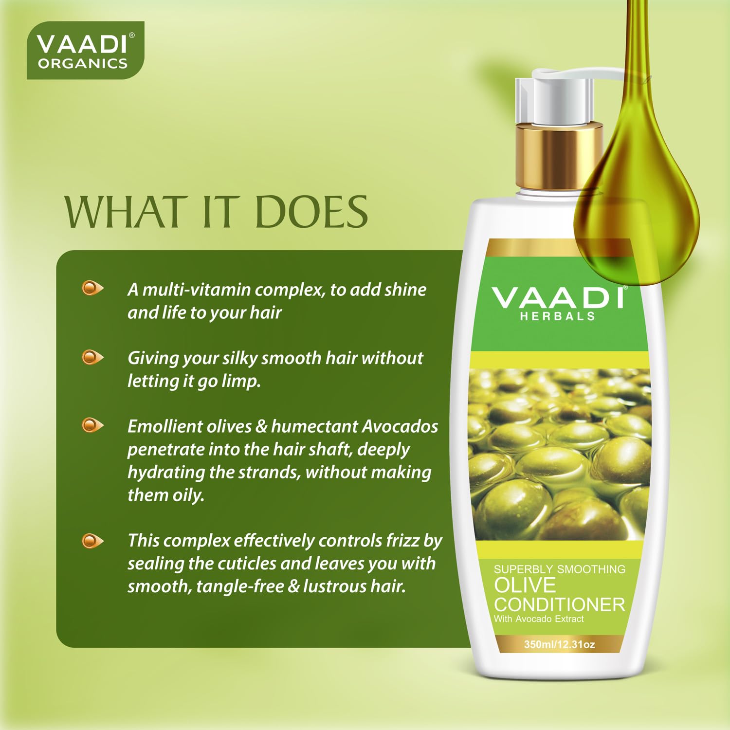 Vaadi Herbals Olive Conditioner with Avocado Extract, 350 ml - Image 6
