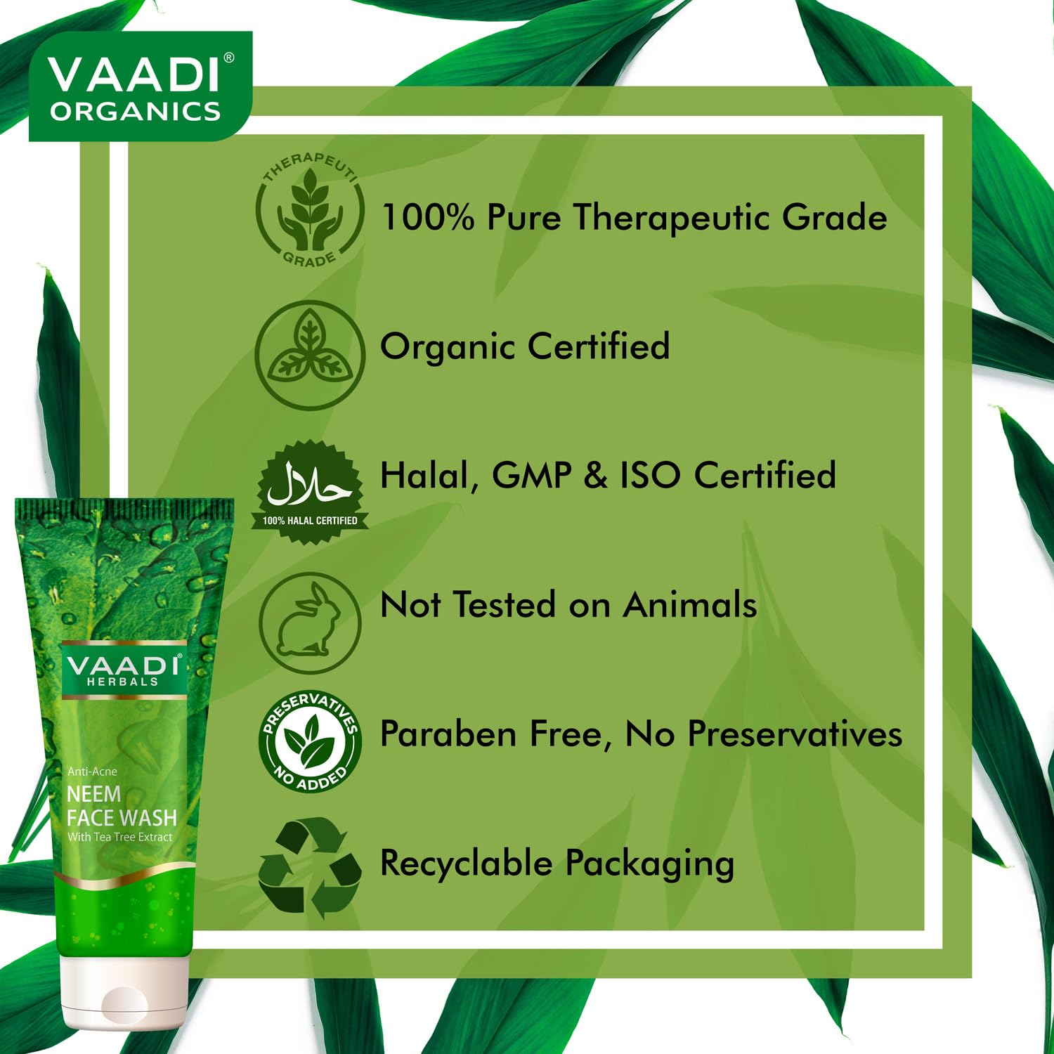 Vaadi Herbals Anti Acne Neem Face Wash with Tea Tree Extract, 60g - Image 5