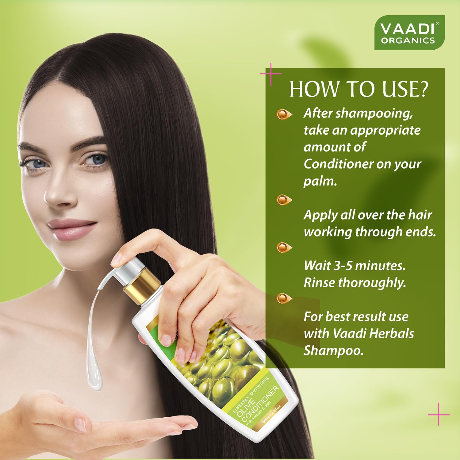 Vaadi Herbals Olive Conditioner with Avocado Extract, 350 ml - Image 5
