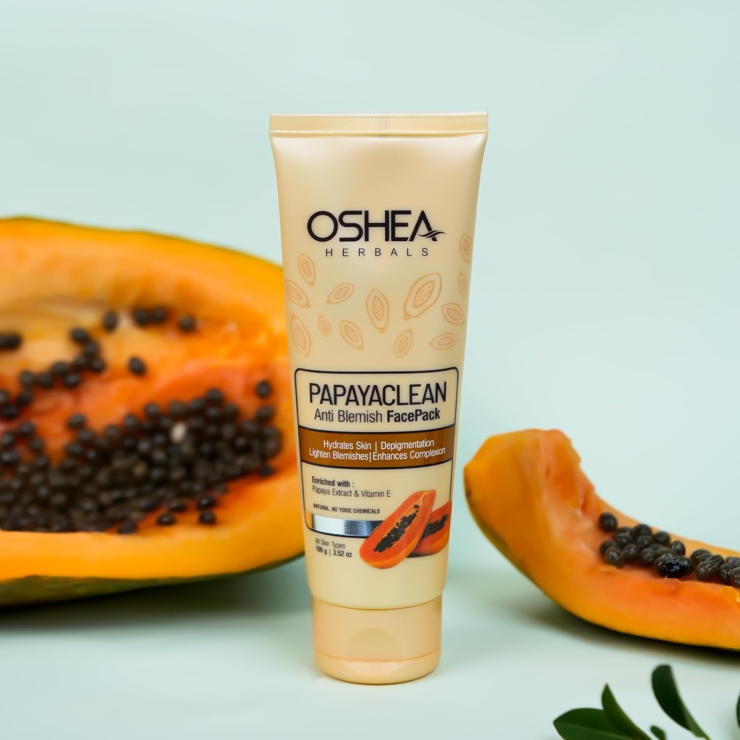 Oshea Herbals Papayaclean Anti Blemish Face Pack for All Skin Types | Hydrates Skin & Lightens Blemishes | Enriched with Papaya Extract & Vitamin E - 100g - Image 6