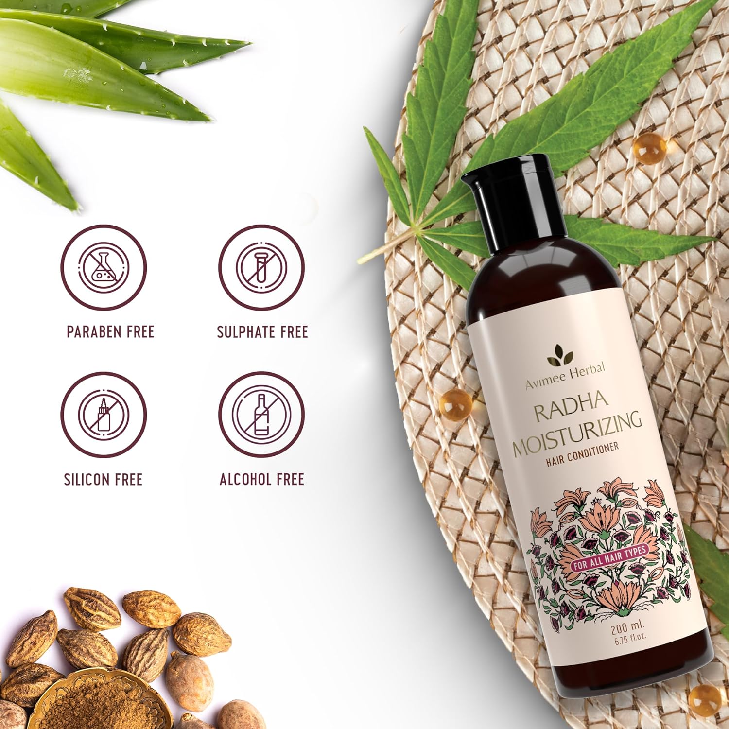 AVIMEE HERBAL Radha Moisturizing Hair Conditioner With Hyaluronic Acid | 24 Hrs Deep Hydration & Nourishment, Repairs Dry & Damaged Hair | For Men & Women | 200 Ml, Vanilla, 1 Count - Image 5