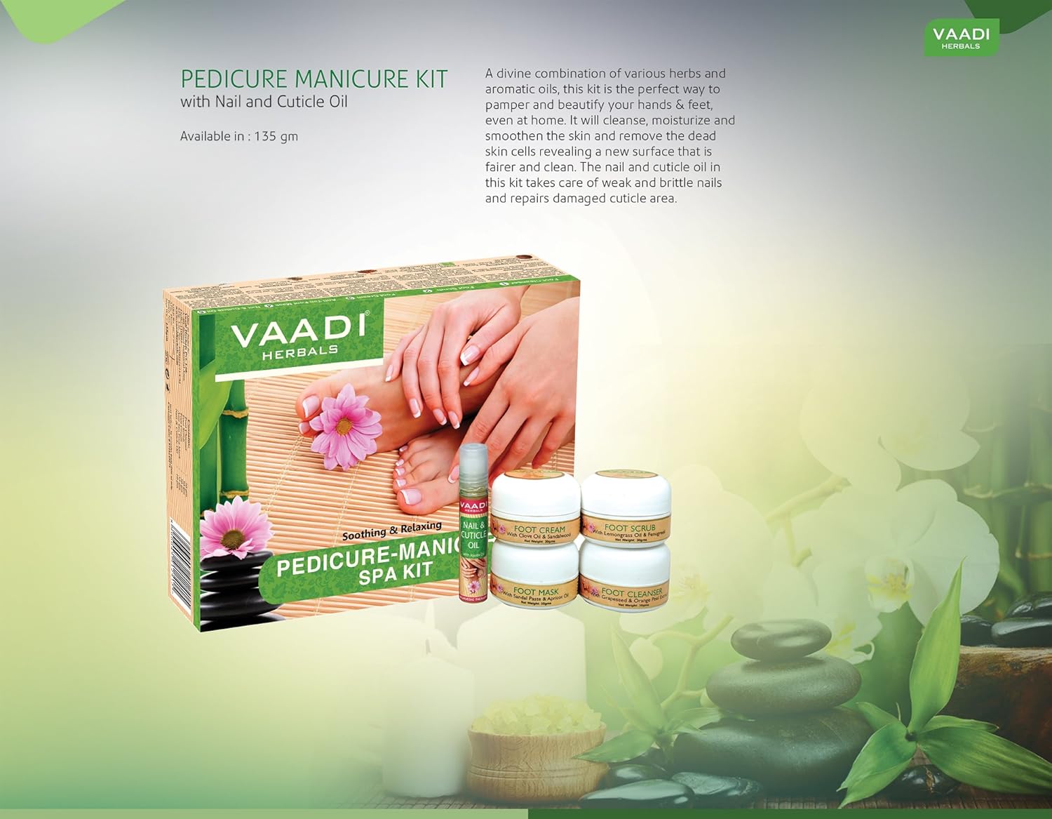Vaadi Herbals Soothing And Refreshing Pedicure Manicure Spa Kit, 135g - Image 8