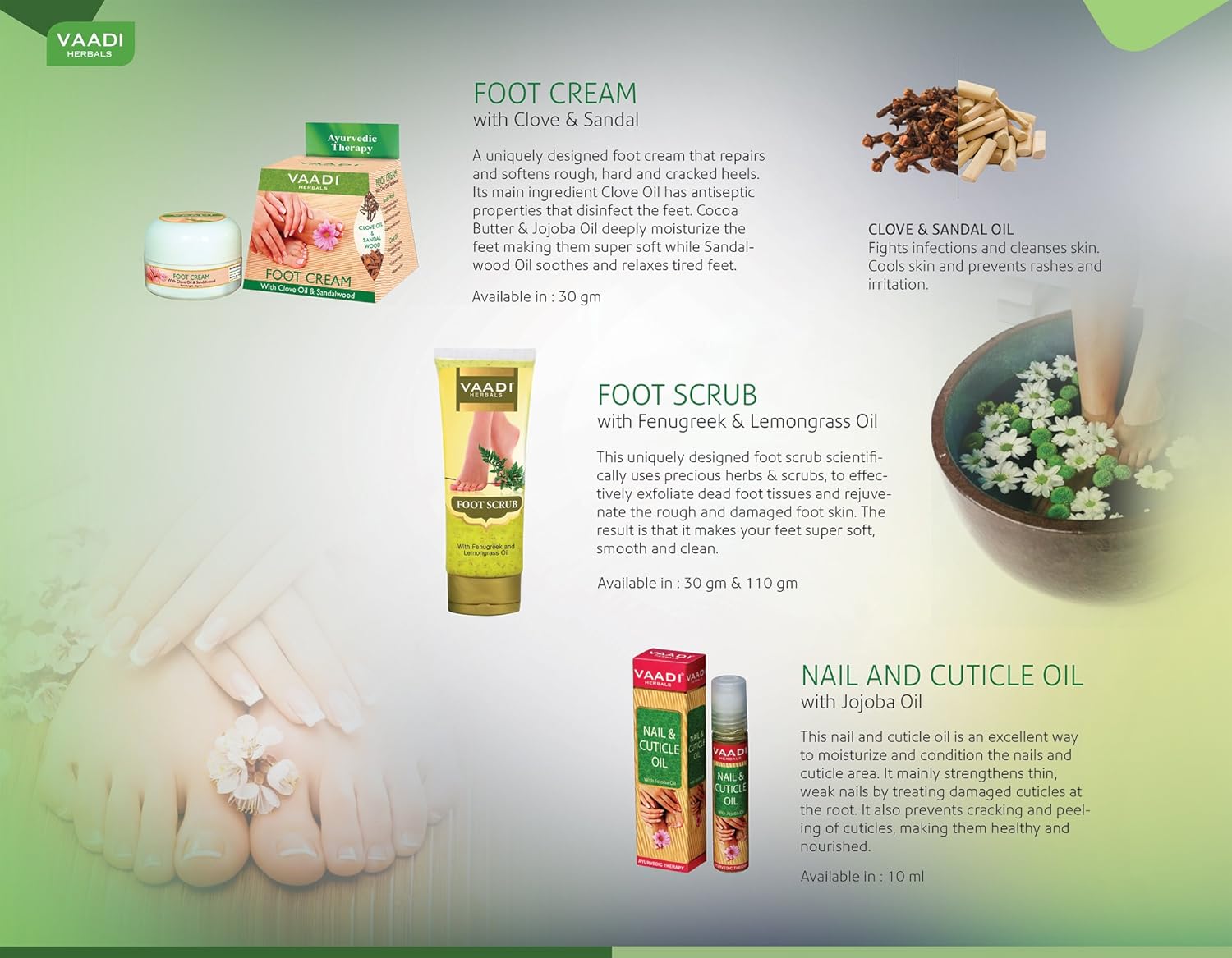 Vaadi Herbals Soothing And Refreshing Pedicure Manicure Spa Kit, 135g - Image 11