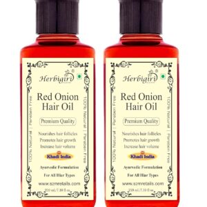 Herbigiri Herbal Red Onion Hair oIL For Fresh, Strong and Shining Hair Hair Fall Control, Hair Strengthening | Paraben Free, Natural (420 ML) Pack of 2