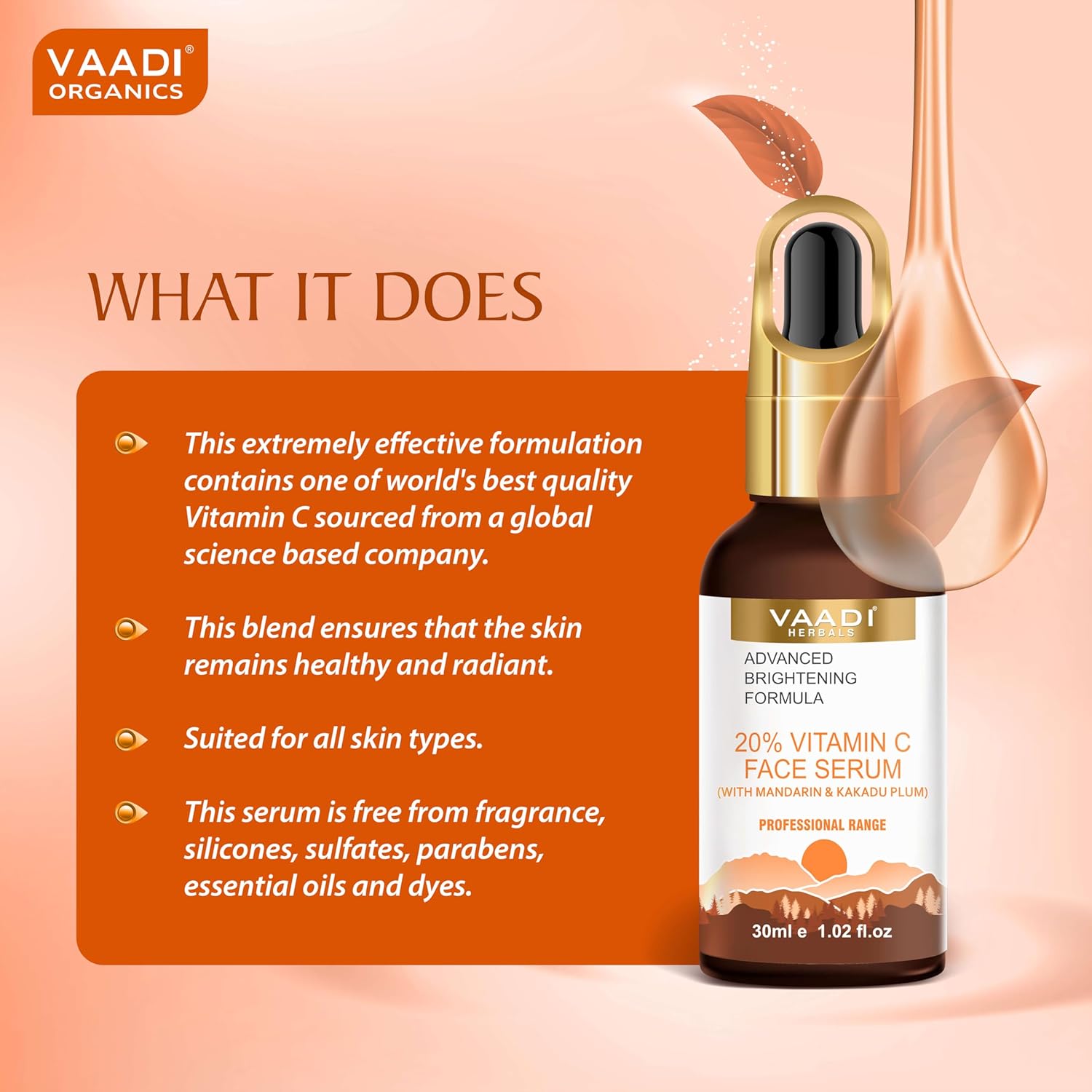 Vaadi Herbals 20% Vitamin C Face Serum With Advanced Brightening Formula - Image 5