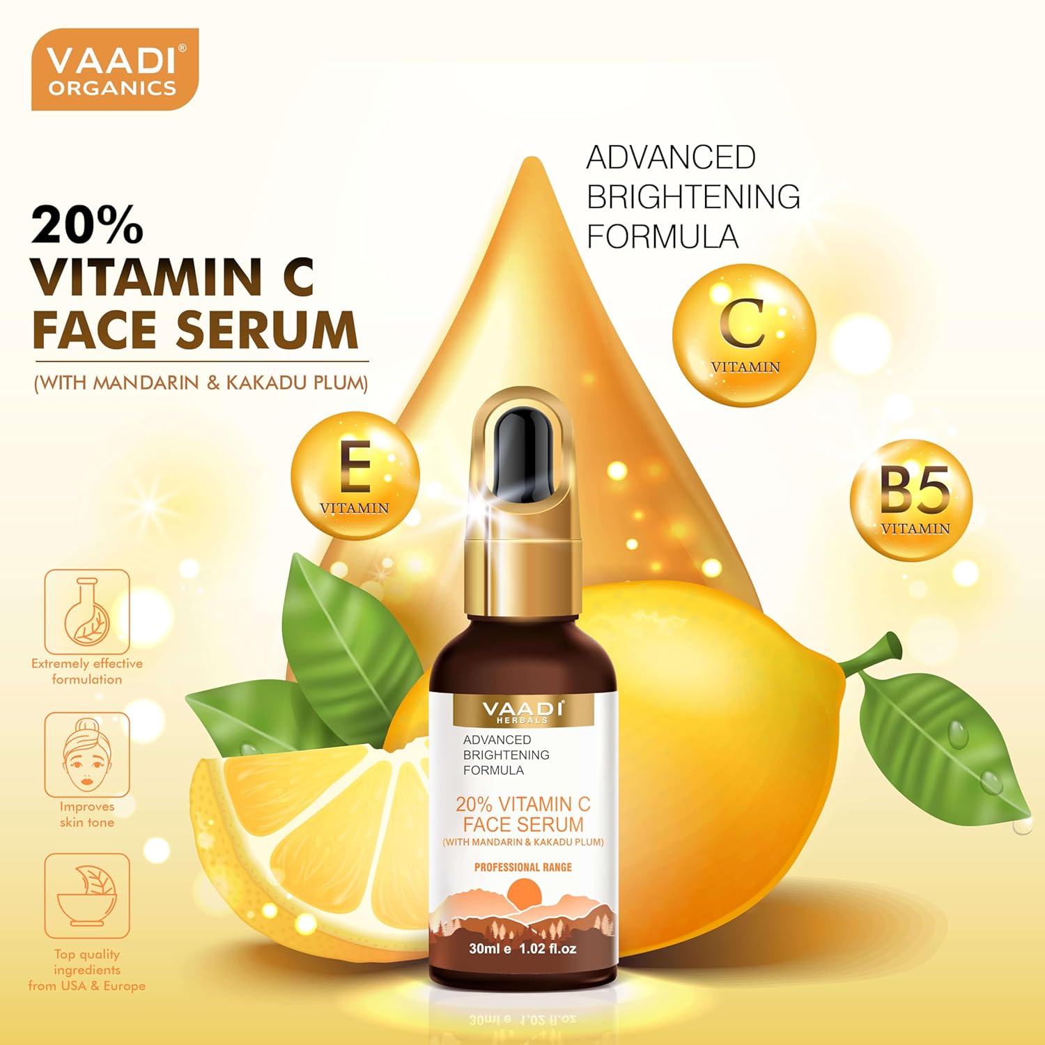 Vaadi Herbals 20% Vitamin C Face Serum With Advanced Brightening Formula - Image 3